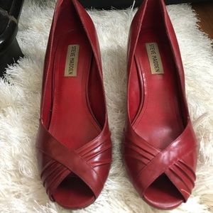 Steve Madden Red leather peep toe pumps